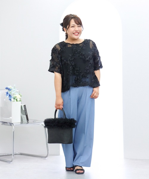 anyfee(エニフィー)の「【anyfee×HINAコラボ】デニムライクストレートパンツ《大きいサイズ》(2026SS)(その他パンツ・レディース・インディゴブルー・5L/4L/3L/LL)」の2枚目の写真