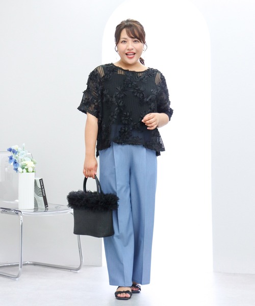 anyfee(エニフィー)の「【anyfee×HINAコラボ】デニムライクストレートパンツ《大きいサイズ》(2026SS)(その他パンツ・レディース・インディゴブルー・5L/4L/3L/LL)」の3枚目の写真