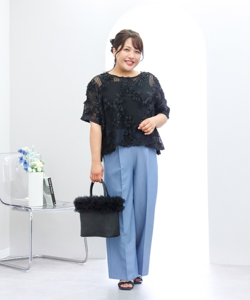 anyfee(エニフィー)の「【anyfee×HINAコラボ】デニムライクストレートパンツ《大きいサイズ》(2026SS)(その他パンツ・レディース・インディゴブルー・5L/4L/3L/LL)」の4枚目の写真