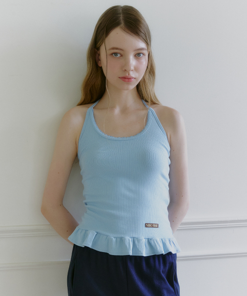 MICANE(ミケーネ)の「アミラフリルホルターネックスリーブレスティ(Tシャツ/カットソー・レディース・アッシュグレー/スカイブルー/ブラウン/アイボリー・1/2/4/3)」の6枚目の写真