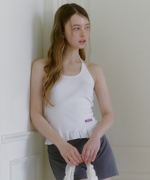 MICANE(ミケーネ)の「アミラフリルホルターネックスリーブレスティ(Tシャツ/カットソー・レディース・アッシュグレー/スカイブルー/ブラウン/アイボリー・1/2/4/3)」の13枚目の写真