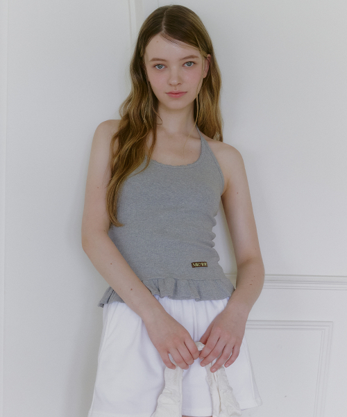 MICANE(ミケーネ)の「アミラフリルホルターネックスリーブレスティ(Tシャツ/カットソー・レディース・アッシュグレー/スカイブルー/ブラウン/アイボリー・1/2/4/3)」の18枚目の写真