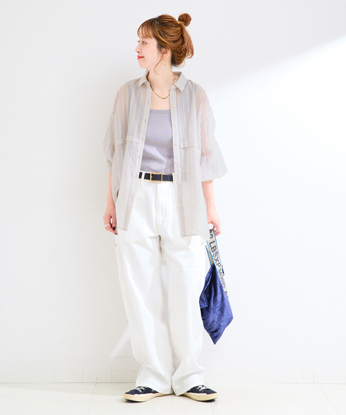B.C STOCK(ベーセーストック)の「ウォッシャブル / シアーストライプシャツ(シャツ/ブラウス・レディース・ホワイト/ブラウン/ブラック・FREE)」の11枚目の写真