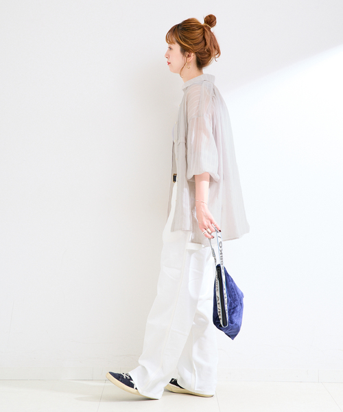 B.C STOCK(ベーセーストック)の「ウォッシャブル / シアーストライプシャツ(シャツ/ブラウス・レディース・ホワイト/ブラウン/ブラック・FREE)」の12枚目の写真