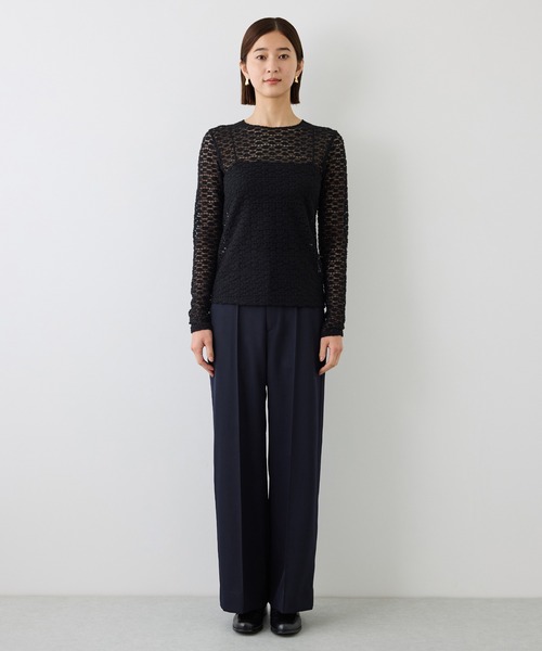 ROPE'(ロペ)の「【J'aDoRe・ルミネ限定カラー】フラワーレースベーシックカットソー/イージーケア(Tシャツ/カットソー・レディース・オフホワイト/ブラック・FREE)」の13枚目の写真