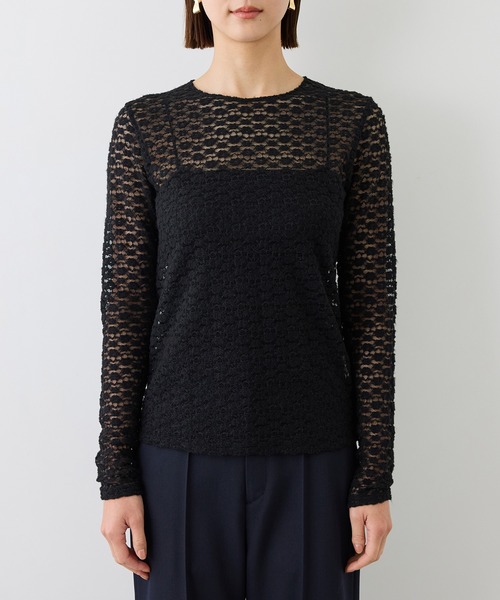 ROPE'(ロペ)の「【J'aDoRe・ルミネ限定カラー】フラワーレースベーシックカットソー/イージーケア(Tシャツ/カットソー・レディース・オフホワイト/ブラック・FREE)」の14枚目の写真