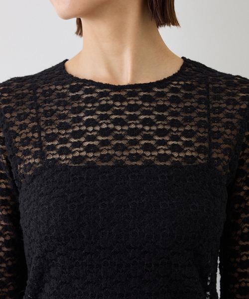 ROPE'(ロペ)の「【J'aDoRe・ルミネ限定カラー】フラワーレースベーシックカットソー/イージーケア(Tシャツ/カットソー・レディース・オフホワイト/ブラック・FREE)」の18枚目の写真