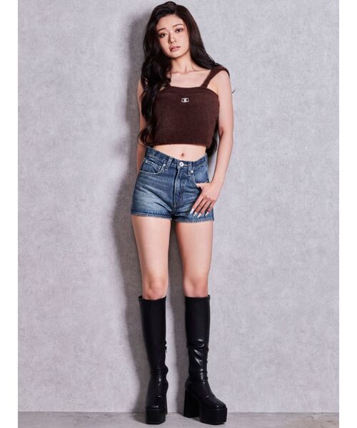 GYDA（ジェイダ）の「FOLDOVERウエストデニムショートパンツ（デニムパンツ・レディース・ブルー/その他2・SMALL/MEDIUM）」の22枚目の写真