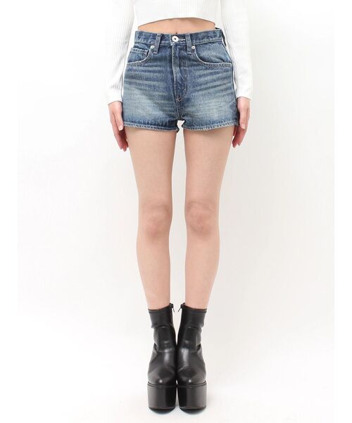 GYDA（ジェイダ）の「FOLDOVERウエストデニムショートパンツ（デニムパンツ・レディース・ブルー/その他2・SMALL/MEDIUM）」の3枚目の写真