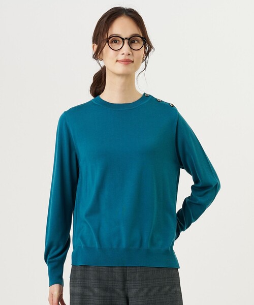 J.PRESS（ジェイプレス）の「SILKY WOOL クルーネック ニット（ニット/セーター・レディース・ブラック系/ピーコックグリーン系/ローズ系・LARGE/MEDIUM）」の3枚目の写真
