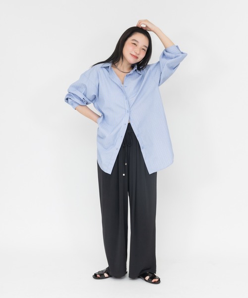 meeny miny(ミーニーマイニー)の「とろみぃ~ワイドパンツ(その他パンツ・レディース・パープル/ブラック/スミクロ・S-M/M-L)」の3枚目の写真