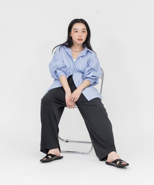 meeny miny(ミーニーマイニー)の「とろみぃ~ワイドパンツ(その他パンツ・レディース・パープル/ブラック/スミクロ・S-M/M-L)」の9枚目の写真