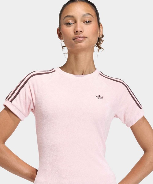 adidas(アディダス)の「テリータオル カリ 半袖Tシャツ / アディダスオリジナルス adidas Originals(Tシャツ/カットソー・レディース・ピンク・XX-LARGE/LARGE/MEDIUM/SMALL/X-LARGE)」の3枚目の写真