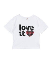 ヴィンテージチェックハートショート半袖Tシャツ(ホワイト)