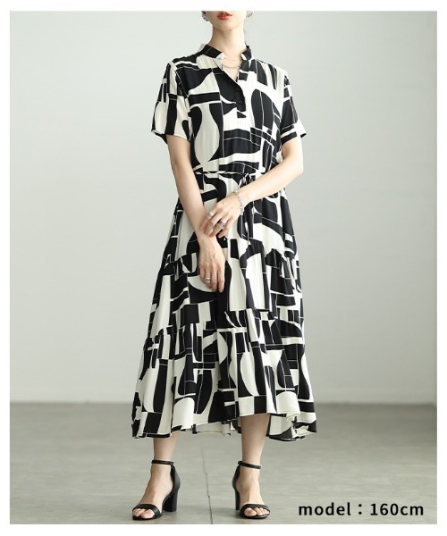 Sawa a la mode(サワアラモード)の「ベルト付きティアードシャツワンピース(シャツワンピース・レディース・ドット/ブラック×ホワイト・FREE)」の15枚目の写真