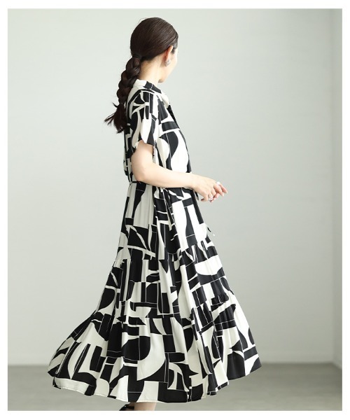 Sawa a la mode(サワアラモード)の「ベルト付きティアードシャツワンピース(シャツワンピース・レディース・ドット/ブラック×ホワイト・FREE)」の18枚目の写真