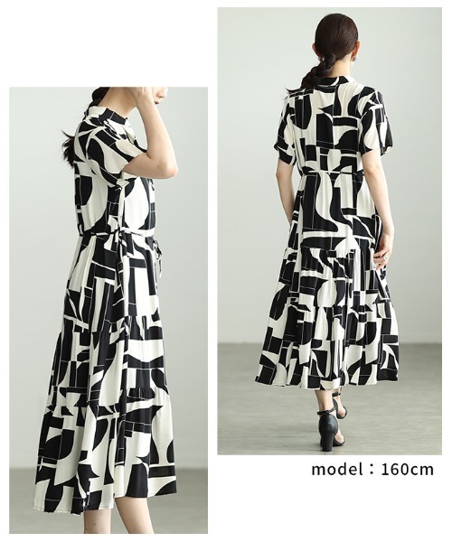 Sawa a la mode(サワアラモード)の「ベルト付きティアードシャツワンピース(シャツワンピース・レディース・ドット/ブラック×ホワイト・FREE)」の20枚目の写真