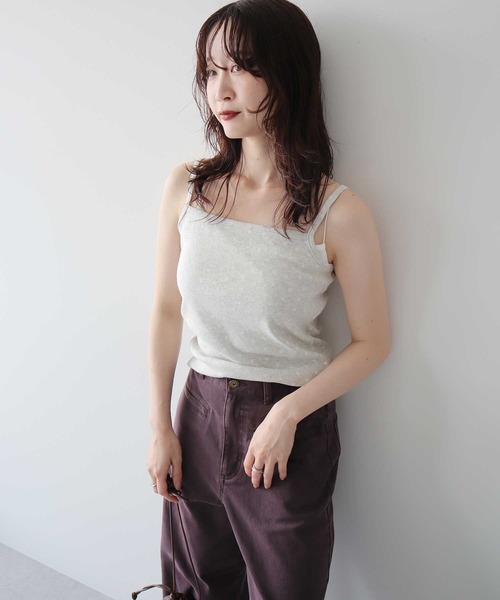 earth music&ecology(アースミュージックアンドエコロジー)の「パターンメッシュフラワーキャミソール(キャミソール・レディース・オフホワイト/ネイビー/杢グレー・FREE)」の8枚目の写真