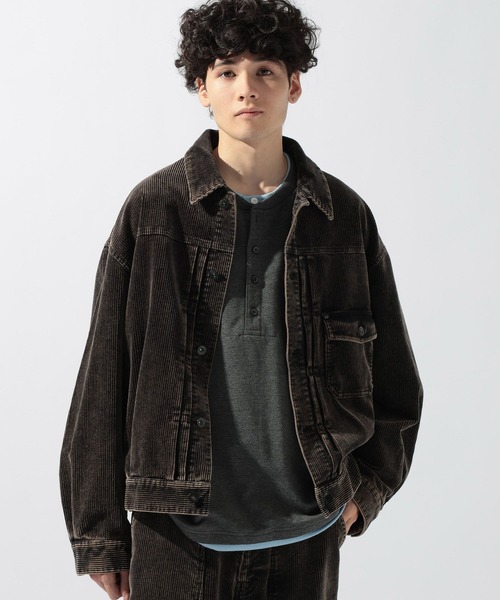 niko and...(ニコアンド)の「ケミカルコーデュロイジャケット(ブルゾン・メンズ・ブラック/ブルー・LARGE/MEDIUM)」の5枚目の写真