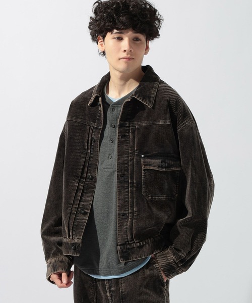 niko and...(ニコアンド)の「ケミカルコーデュロイジャケット(ブルゾン・メンズ・ブラック/ブルー・LARGE/MEDIUM)」の6枚目の写真