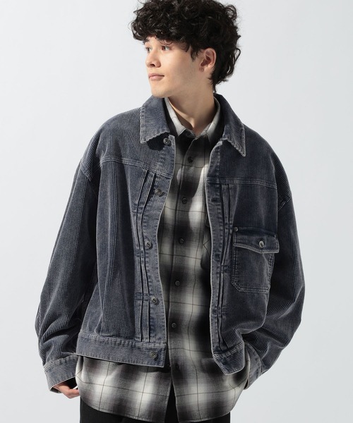 niko and...(ニコアンド)の「ケミカルコーデュロイジャケット(ブルゾン・メンズ・ブラック/ブルー・LARGE/MEDIUM)」の9枚目の写真