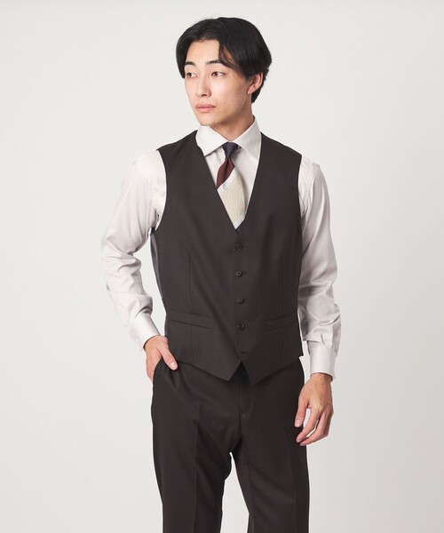 green label relaxing(グリーンレーベルリラクシング)の「REDA サージ スリム 5B スーツベスト(スーツベスト・メンズ・ブラック/ネイビー/ダークブラウン/ダークグレー・50/48/46/44/42/52)」の4枚目の写真