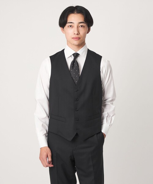 green label relaxing(グリーンレーベルリラクシング)の「REDA サージ スリム 5B スーツベスト(スーツベスト・メンズ・ブラック/ネイビー/ダークブラウン/ダークグレー・50/48/46/44/42/52)」の2枚目の写真