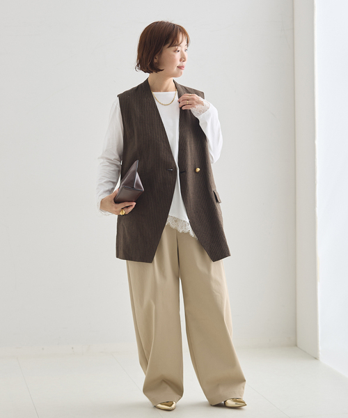 journal standard L'essage(ジャーナルスタンダードレサージュ)の「レースイレヘムロングTシャツ(Tシャツ/カットソー・レディース・ホワイト/グレー・FREE)」の4枚目の写真