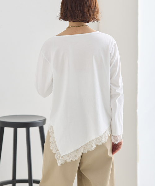 journal standard L'essage(ジャーナルスタンダードレサージュ)の「レースイレヘムロングTシャツ(Tシャツ/カットソー・レディース・ホワイト/グレー・FREE)」の13枚目の写真