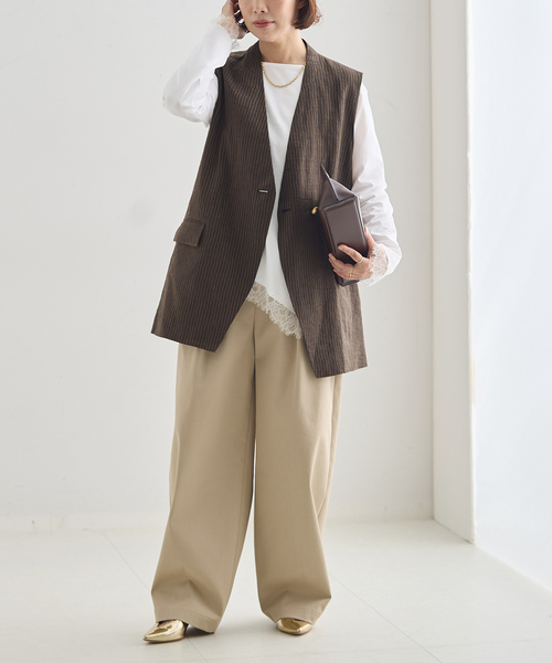 journal standard L'essage(ジャーナルスタンダードレサージュ)の「レースイレヘムロングTシャツ(Tシャツ/カットソー・レディース・ホワイト/グレー・FREE)」の14枚目の写真