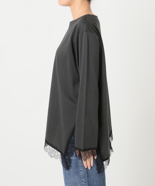 journal standard L'essage(ジャーナルスタンダードレサージュ)の「レースイレヘムロングTシャツ(Tシャツ/カットソー・レディース・ホワイト/グレー・FREE)」の16枚目の写真