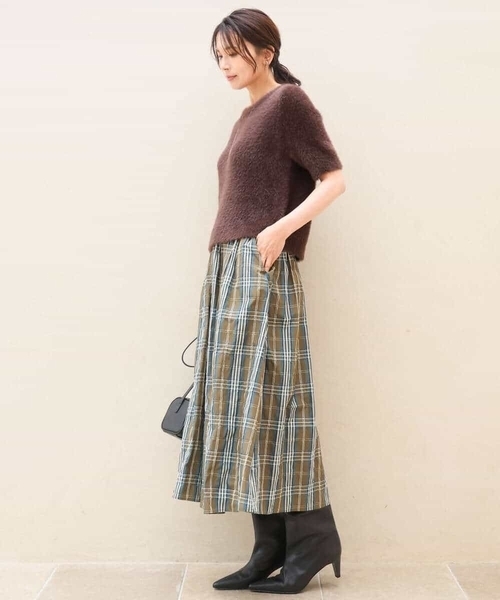 MK MICHEL KLEIN（エムケーミッシェルクラン）の「[洗える]半袖シャギーニット（ニット/セーター・レディース・マスタード/ブルー/ベージュ/ブラウン・38）」の14枚目の写真
