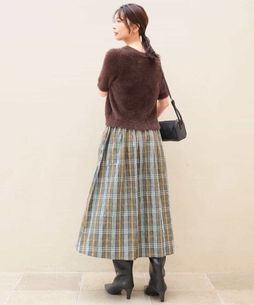MK MICHEL KLEIN（エムケーミッシェルクラン）の「[洗える]半袖シャギーニット（ニット/セーター・レディース・マスタード/ブルー/ベージュ/ブラウン・38）」の16枚目の写真