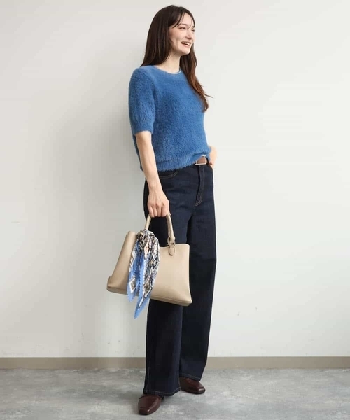 MK MICHEL KLEIN（エムケーミッシェルクラン）の「[洗える]半袖シャギーニット（ニット/セーター・レディース・マスタード/ブルー/ベージュ/ブラウン・38）」の19枚目の写真