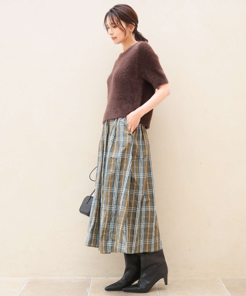 MK MICHEL KLEIN（エムケーミッシェルクラン）の「[洗える]半袖シャギーニット（ニット/セーター・レディース・マスタード/ブルー/ベージュ/ブラウン・38）」の8枚目の写真