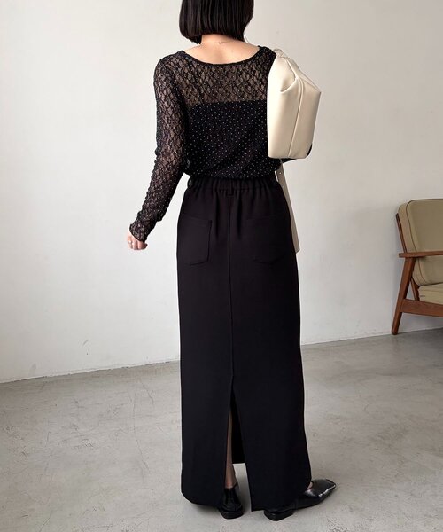 CAPRICIEUX LE'MAGE(カプリシューレマージュ)の「【前後2way】シルバードットレースロンT(Tシャツ/カットソー・レディース・ブラック/ホワイト・FREE)」の7枚目の写真