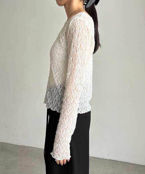 CAPRICIEUX LE'MAGE(カプリシューレマージュ)の「【前後2way】シルバードットレースロンT(Tシャツ/カットソー・レディース・ブラック/ホワイト・FREE)」の15枚目の写真