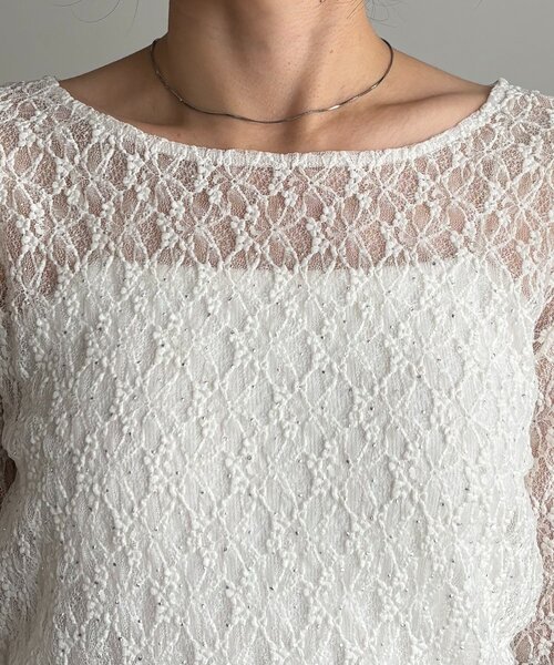 CAPRICIEUX LE'MAGE(カプリシューレマージュ)の「【前後2way】シルバードットレースロンT(Tシャツ/カットソー・レディース・ブラック/ホワイト・FREE)」の17枚目の写真