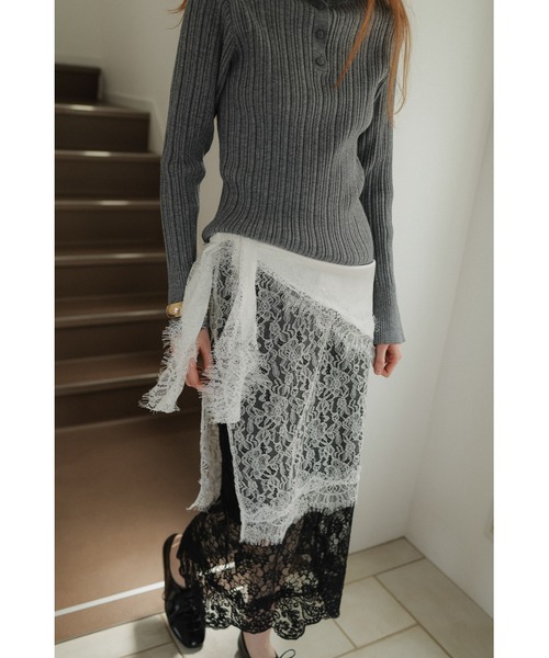 tento(テント)の「Lace Layered Skirt(スカート・レディース・ブラック/ホワイト・FREE)」の1枚目の写真