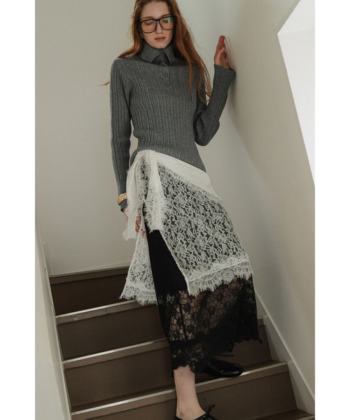 tento(テント)の「Lace Layered Skirt(スカート・レディース・ブラック/ホワイト・FREE)」の3枚目の写真