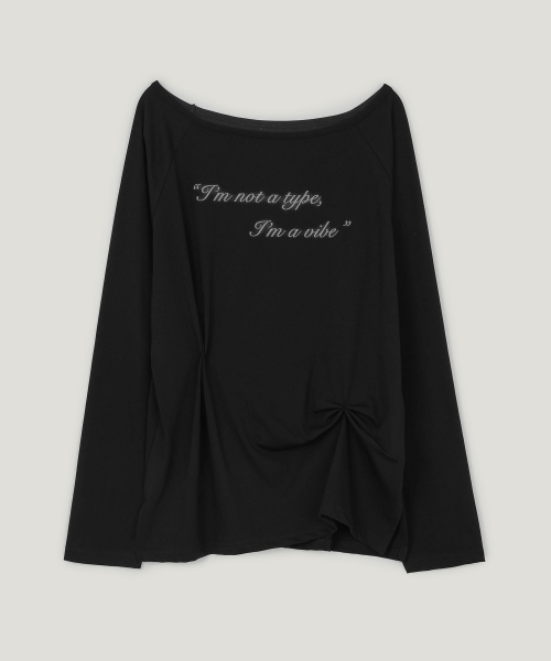 GROWHIDE(グロウハイド)の「グロップレタリングピンタックボート長袖Tシャツ_ブラック(Tシャツ/カットソー・レディース・ブラック・FREE)」の7枚目の写真
