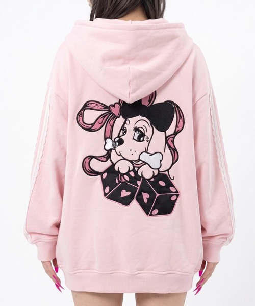 GALFY(ガルフィー)の「A'GEM/9 × .kom『GALFY/ガルフィー』RIBBON DICE HOODIE /リボンダイスパーカー ※限定アイテム(パーカー・メンズ・ブラック/ピンク/グレー・L)」の3枚目の写真