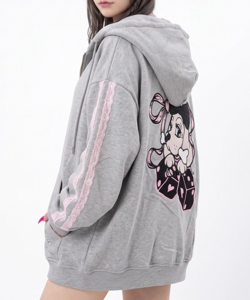 GALFY(ガルフィー)の「A'GEM/9 × .kom『GALFY/ガルフィー』RIBBON DICE HOODIE /リボンダイスパーカー ※限定アイテム(パーカー・メンズ・ブラック/ピンク/グレー・L)」の8枚目の写真