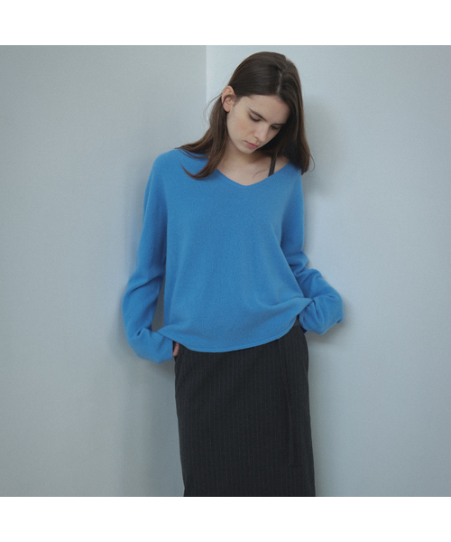 CASHMERE BLENDED V-NECK WOOL KNIT [TIFA04SW13]_Blue（ニット