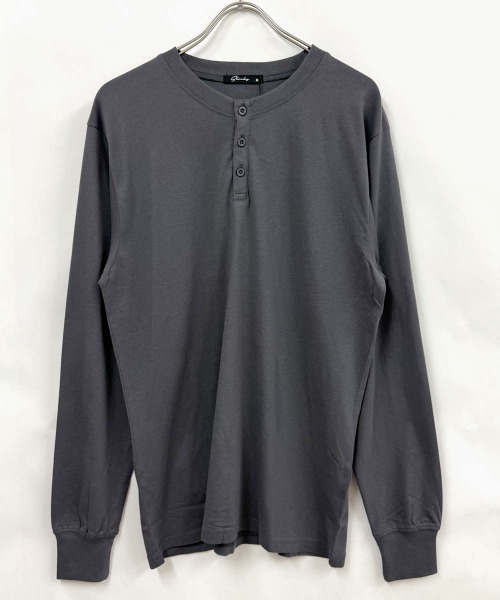 Universal Style Wear(ユニバーサルスタイルウェア)の「ヘンリーネック ちょいBIGロンT(Tシャツ/カットソー・メンズ・杢グレー/オフホワイト/ネイビー/チャコールグレー/ブラック/オートミール・M/XL/L)」の15枚目の写真