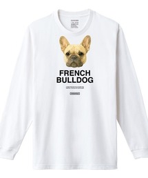 Moftique(モフティック) 長袖Tシャツ フレンチブルドッグ 犬 ドッグ ペット アニマル プリント 袖リブ ロンT トップス レディース