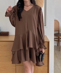 YUGA_YGMC Korean-style Tiered Flare Dress