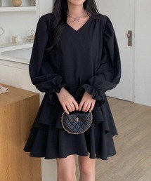 YUGA_YGMC Korean-style Tiered Flare Dress