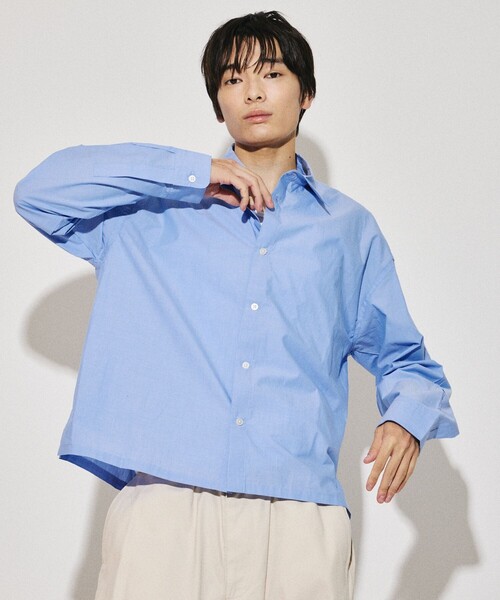 FREAK'S STORE(フリークスストア)の「限定展開 レギュラーカラー クロップド シャツ(シャツ/ブラウス・メンズ・ピンク/ブラック/ホワイト/チャコールグレー/ブルー/サックスブルー・MEDIUM/SMALL/LARGE)」の4枚目の写真