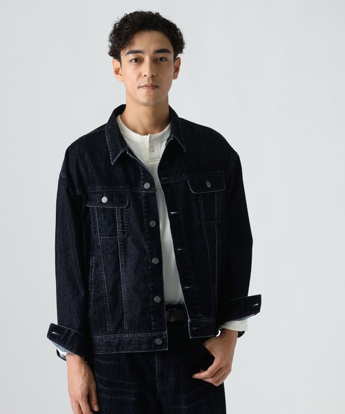 BAYFLOW(ベイフロー)の「フロッキーデニムジャケット(ブルゾン・メンズ・ネイビー/ブラウン・LARGE/MEDIUM)」の17枚目の写真